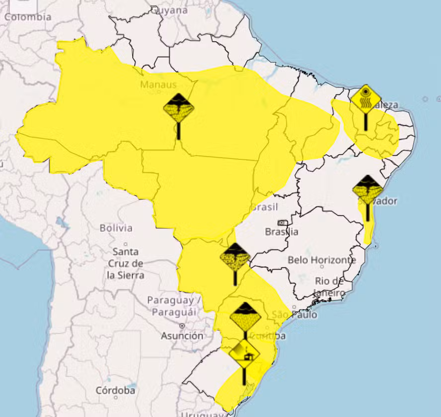 Alerta de tempestades que podem estragar plantações no Brasil