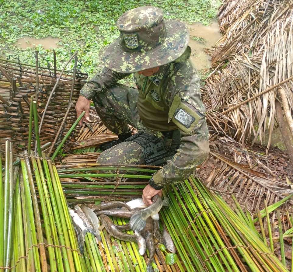 Polícia resgata peixes e destrói armadilhas ilegais durante período de defeso