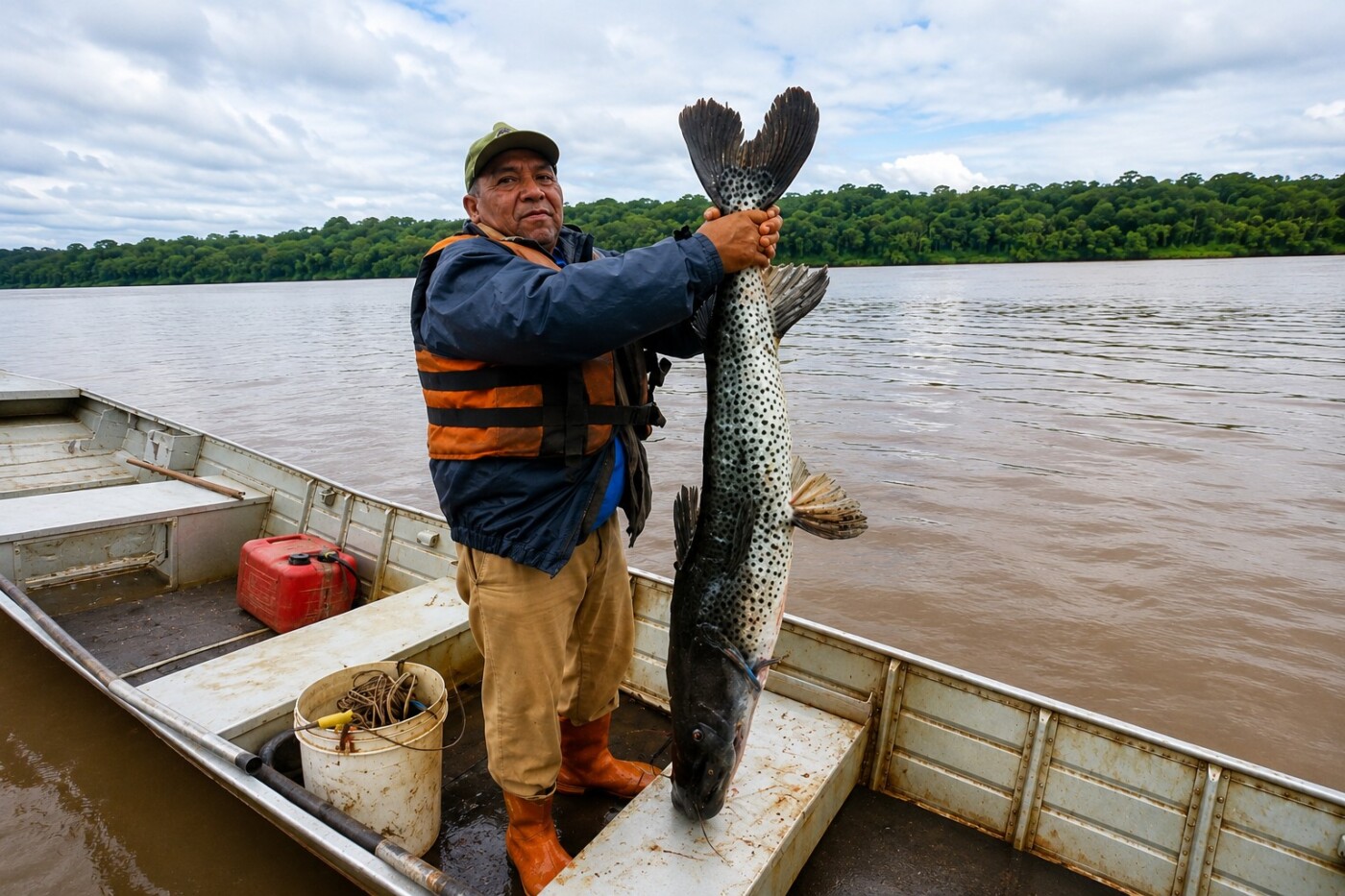 Pescador fisga pintado de 18 quilos e registra captura rara