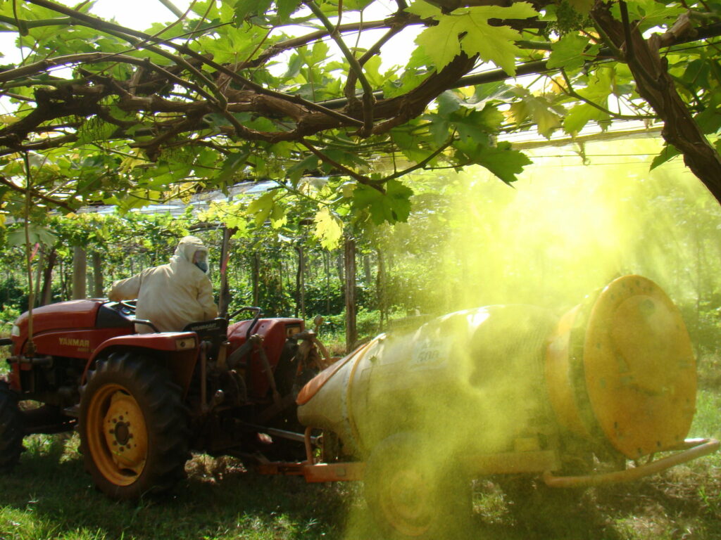 Pulverizador Agrícola em vinhedo
